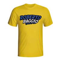 roberto baggio comic book t shirt yellow kids