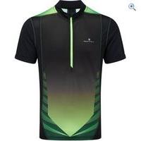 ronhill advance ss zip mens tee size l colour blk fluo green