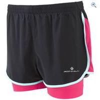 Ronhill Women\'s Aspiration Twin Shorts - Size: 12 - Colour: BLACK-CERISE