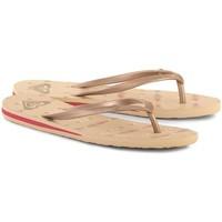 roxy arjl100249nat womens flip flops sandals shoes in brown