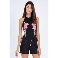 rose patch halter neck body