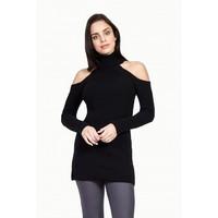 ROLL NECK COLD SHOULDER TUNIC