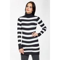 ROLL NECK STRIPE SOFT TOUCH TUNIC TOP