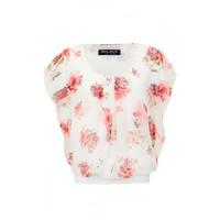 ROSE PRINT BATWING BLOUSE