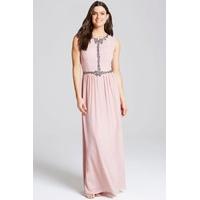 Rose Exposed Back Embellished Maxi Dress