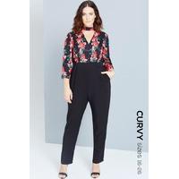 Rose Print Jumpsuit With Keyhole