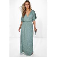 Rose All Over Sequin Maxi Dress - pale blue