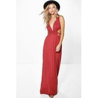 Rouched Waist Band Maxi Dress - chestnut