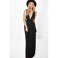 Rouched Waist Band Maxi Dress - black