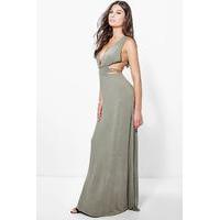 Rouched Waist Band Maxi Dress - khaki