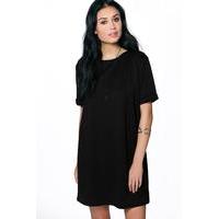 Roll Back Ponte Shift Dress - black