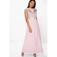 Rosa Embellished Chiffon Maxi Dress - blush