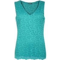 robin floral lace lined vest turquoise