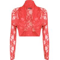 rowan floral lace long sleeve shrug coral