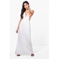 Rouched Waist Band Maxi Dress - white