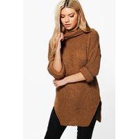 roll neck tunic camel