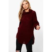 roll neck tunic wine