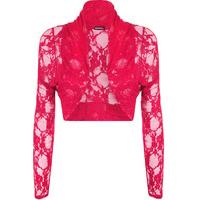 Rowan Floral Lace Long Sleeve Shrug - Cerise