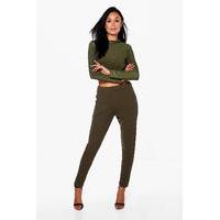 Roll Neck Top And Skinny Trouser Co-ord - khaki