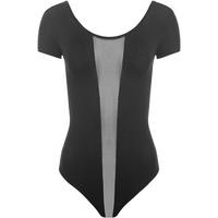 Rosaline Mesh Panel Cut Out Bodysuit - Black