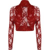 Rowan Floral Lace Long Sleeve Shrug - Wine