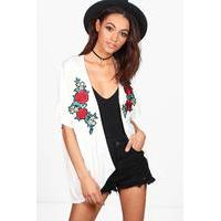 Rose Embroidered Kimono - cream