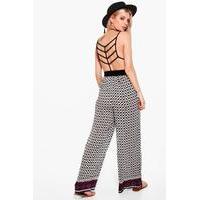 Rope Back Mono Print Jumpsuit - multi