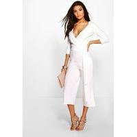 Roll Sleeve Relaxed Culotte Jumpsuit - ivory