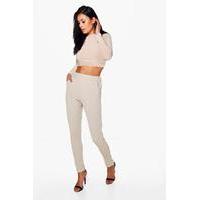 Roll Neck Top And Skinny Trouser Co-ord - tan