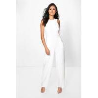 round neck textured jumpsuit ivory