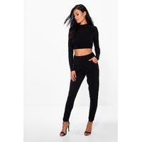 Roll Neck Top And Skinny Trouser Co-ord - black
