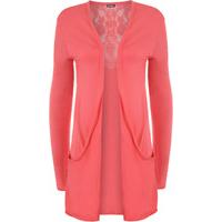 Roz Open Lace Panel Cardigan - Coral