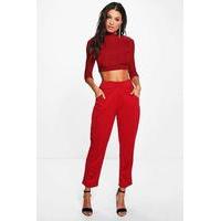 Roll Slinky Crop & Textured Trouser - berry