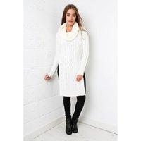 roll neck jumper dress in cream