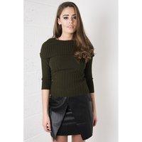 roll neck knitted jumper in khaki