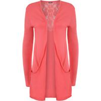 roz open lace panel cardigan coral