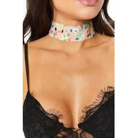 Rose Multi Print Thick Choker Necklace