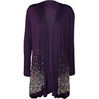 ronnie sparkle detail open cardigan purple