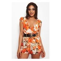 Romance Orange Floral Playsuit