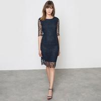 round neck guipure lace dress