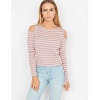 ROSALEE - Cold Shoulder Stripe Pink Top