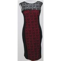 Roman, size 10 black and red lace panel tube dress