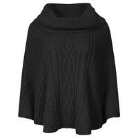 Royal Cowl Neck Cable Knit Poncho in Black  Tokyo Laundry