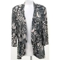 roman size 16 black beige floral patterned cardigan
