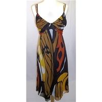 Ronit Zilkha - Size 12 - Brown/Yellow/Orange/White Patterned Dress