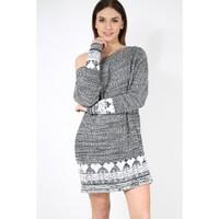 Rose Off Shoulder Knitted Jumper Dress