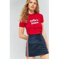 rollas red flocked logo t shirt red