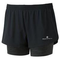 ronhill stride twin running shorts womens blackcharcoal marl