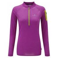 Ronhill Infinity Long Sleeve 1/2 Zip Running Top - Womens - Thistle/Citrus