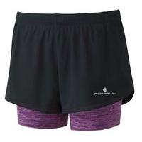 Ronhill Infinity Twin Running Shorts - Womens - Black/Thistle Marl